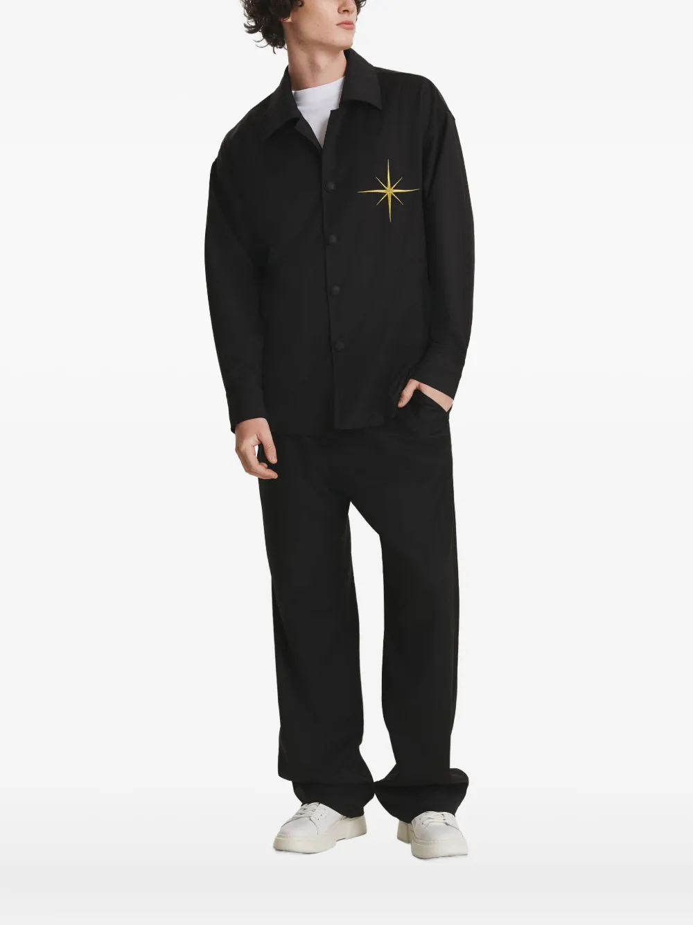 IRINA VOINEA embroidered overshirt | Black | Image 1