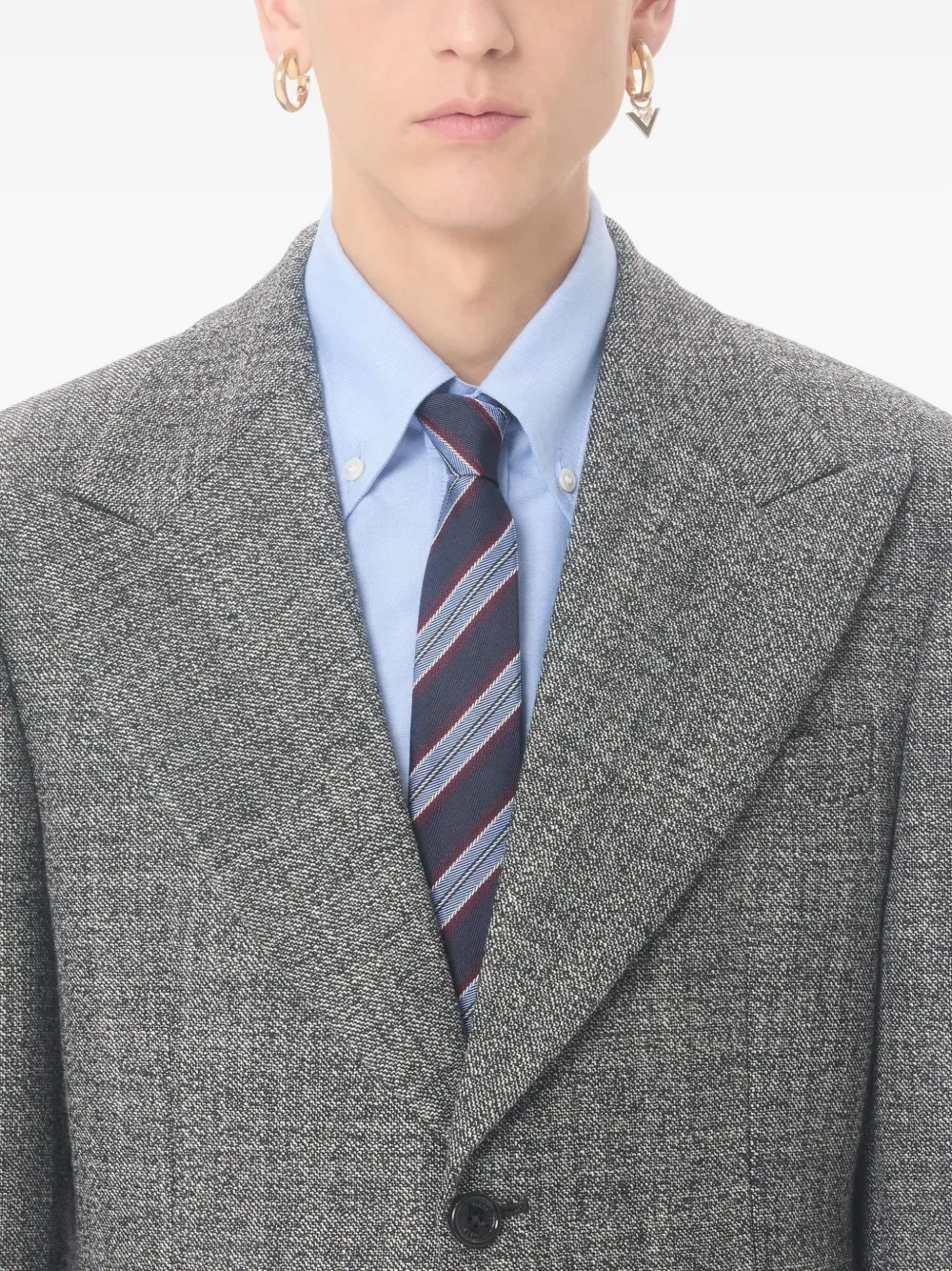 Valentino Garavani Regimental zijden stropdas met jacquard Blauw