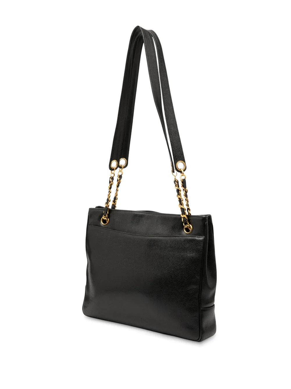 Click to view more detailed imagery on our partner's website Pre-owned Chanel 1991-1994 Cc Caviar Chain Tote Bag In Black