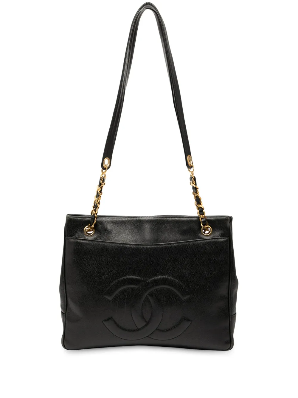 CHANEL Pre-Owned 1991-1994 CC Caviar Chain tote bag - ブラック CHANEL Pre-Owned 1991-1994 CC Caviar Chain tote bag - ブラック
