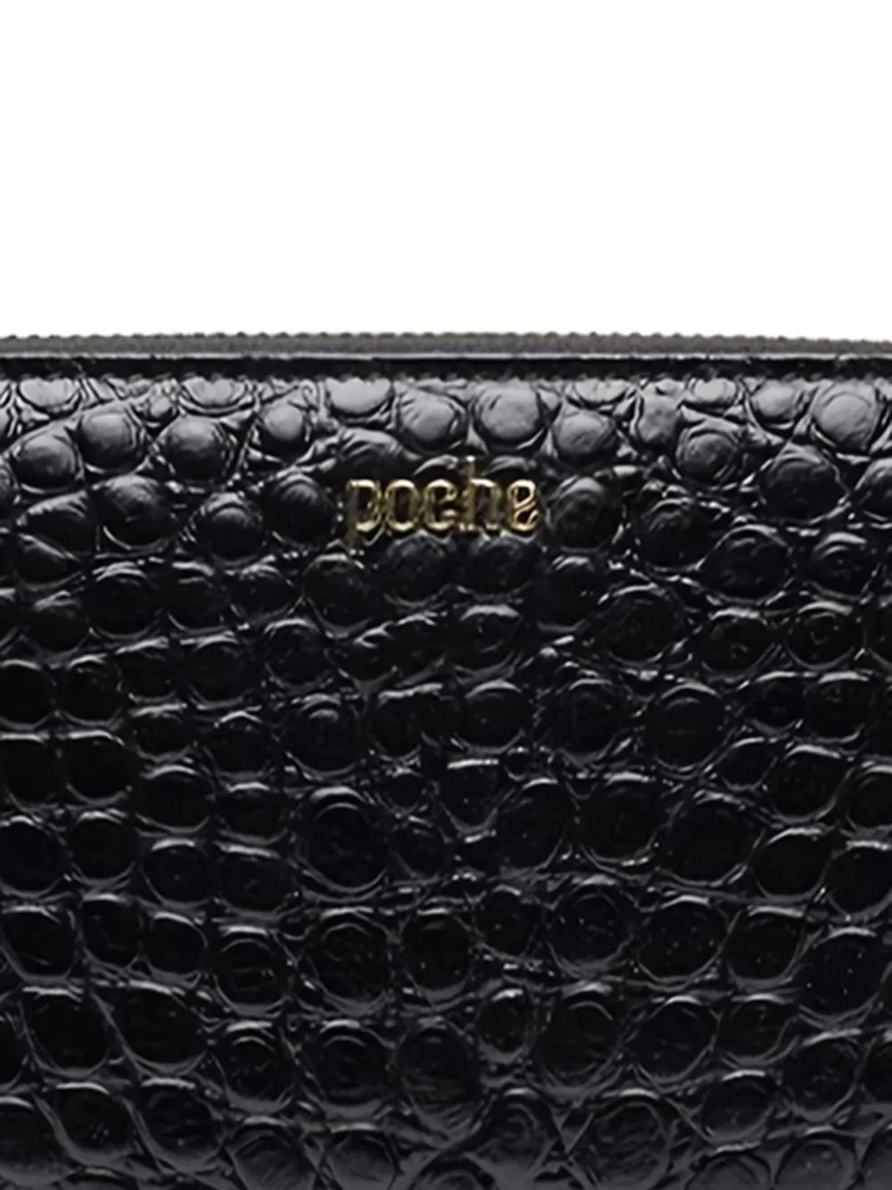  Poche Paris Embossed Zip Wallet - Black 