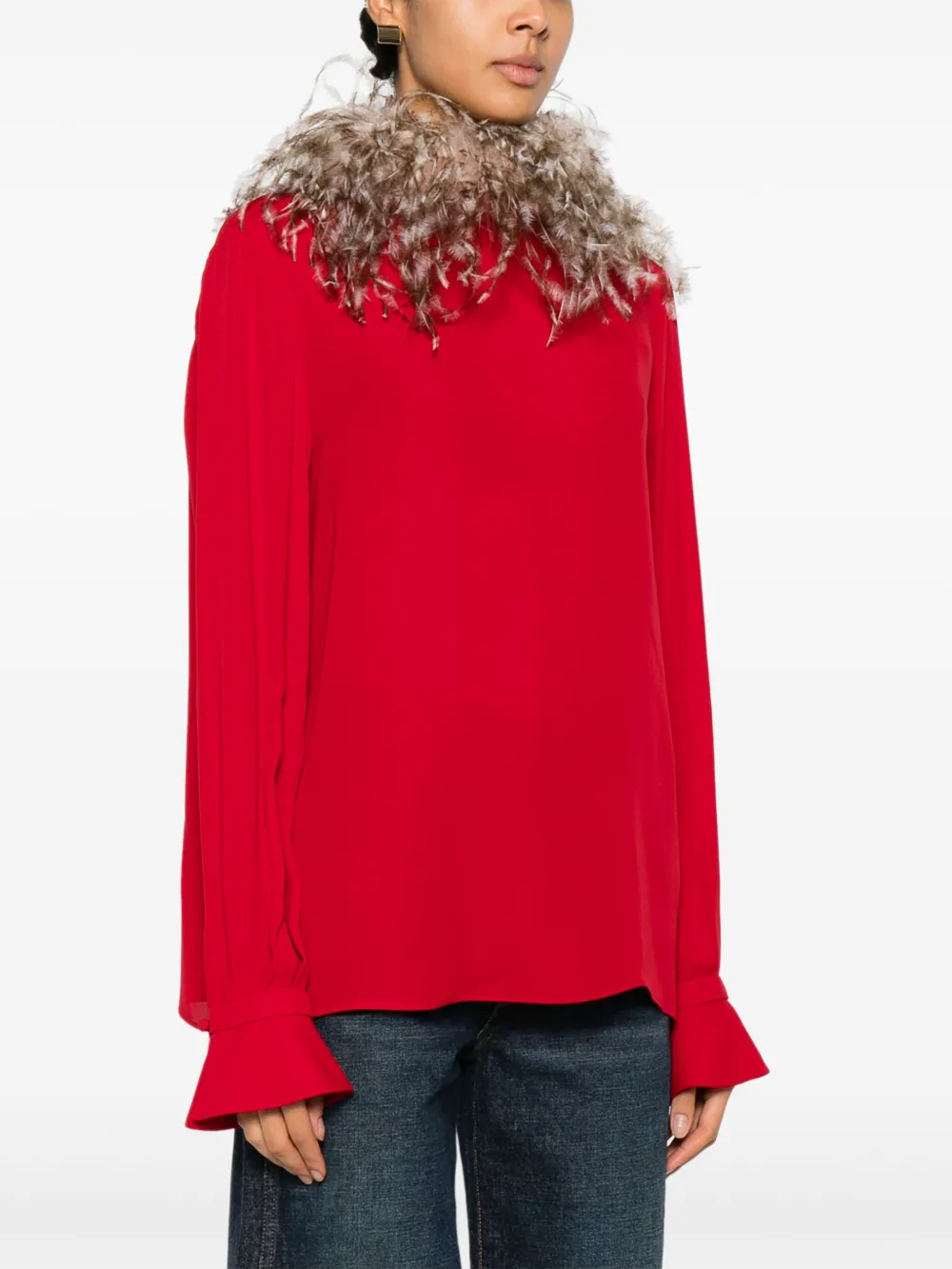 Valentino Garavani Blouse met veren Rood