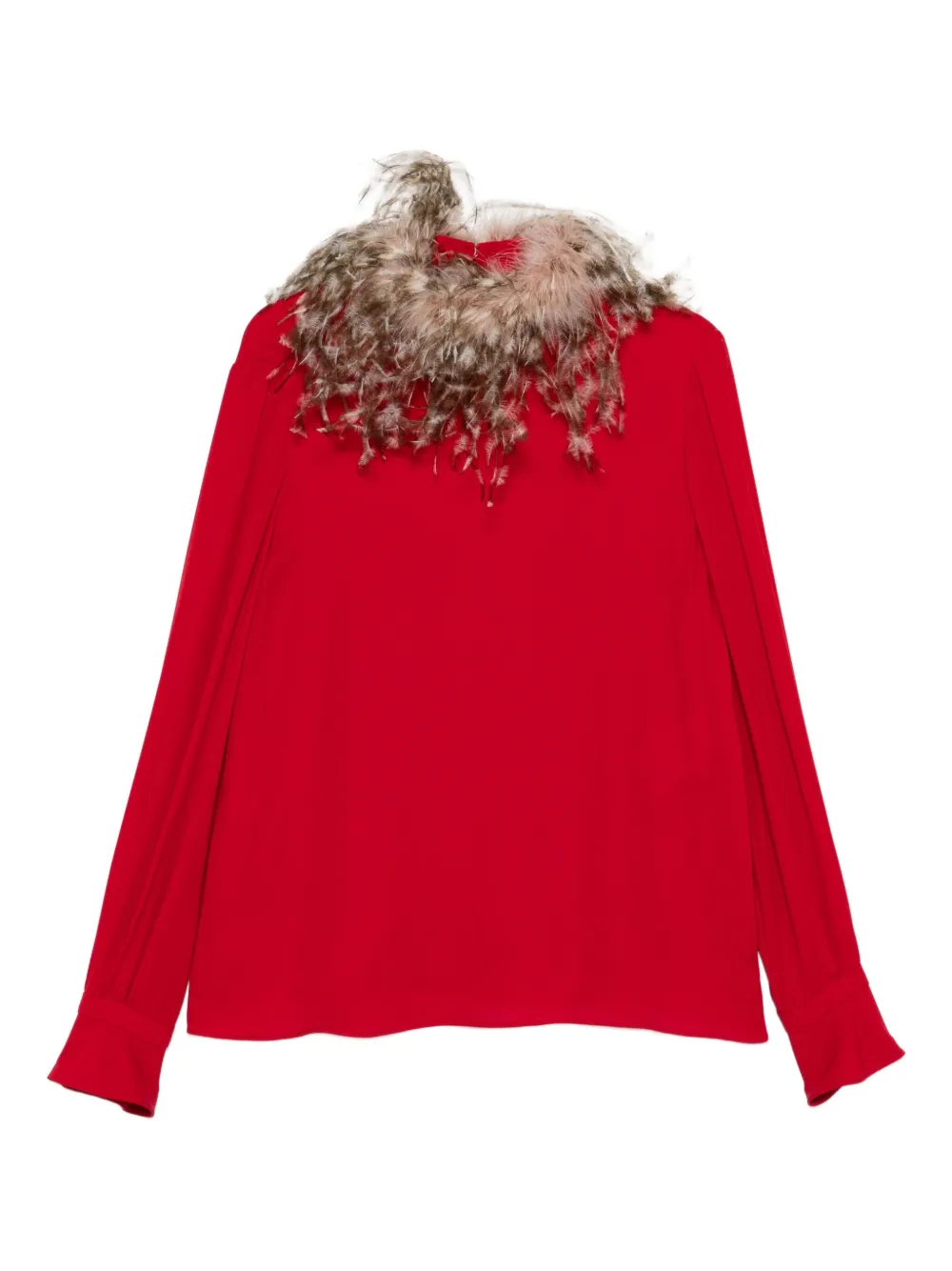Valentino Garavani feather-trim blouse - Red