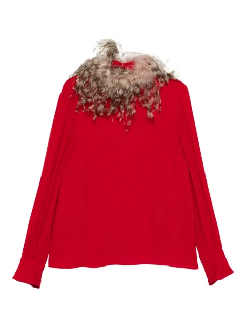 Valentino Garavani feather-trim blouse