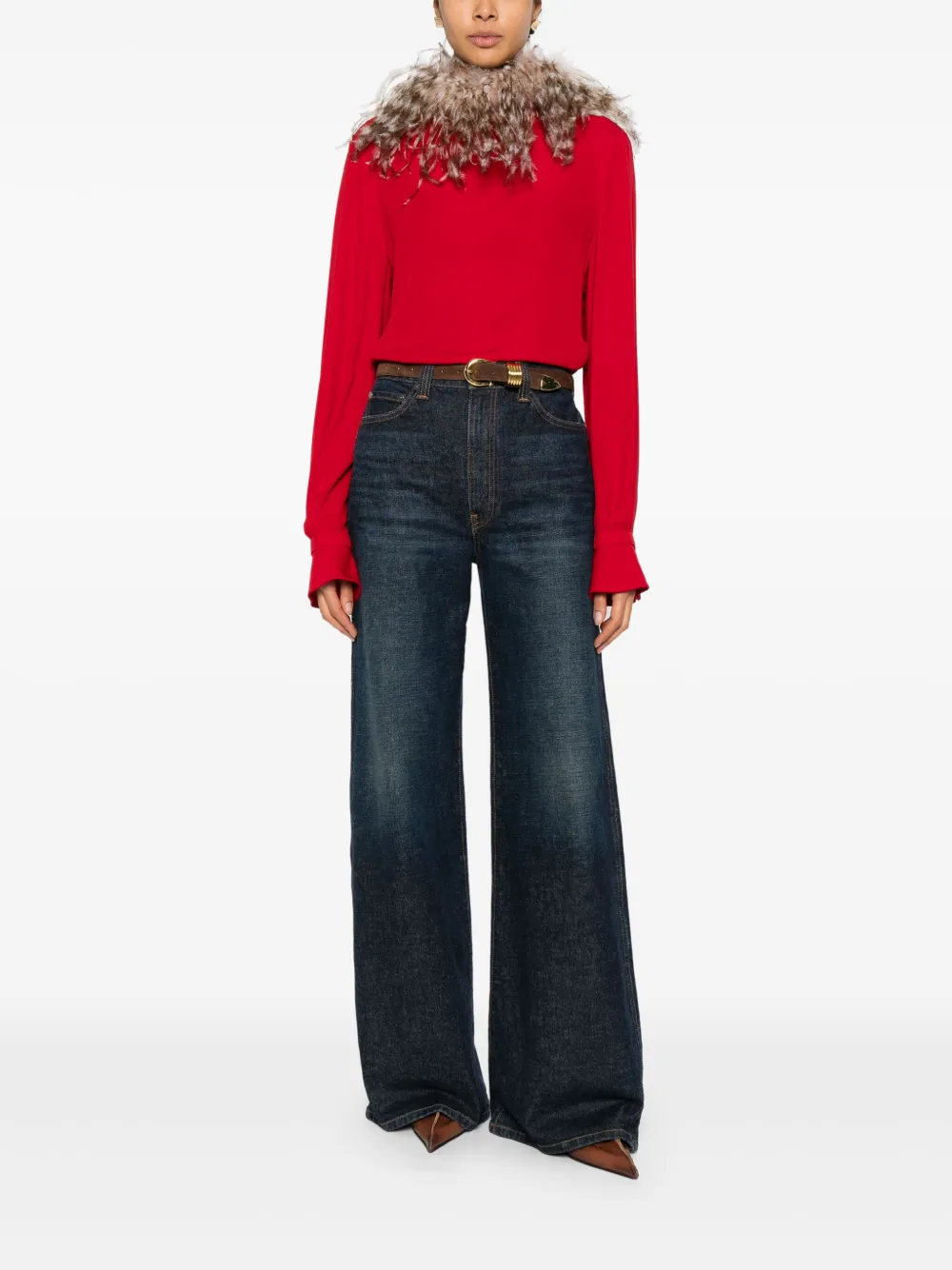 Valentino Garavani Blouse met veren - Rood