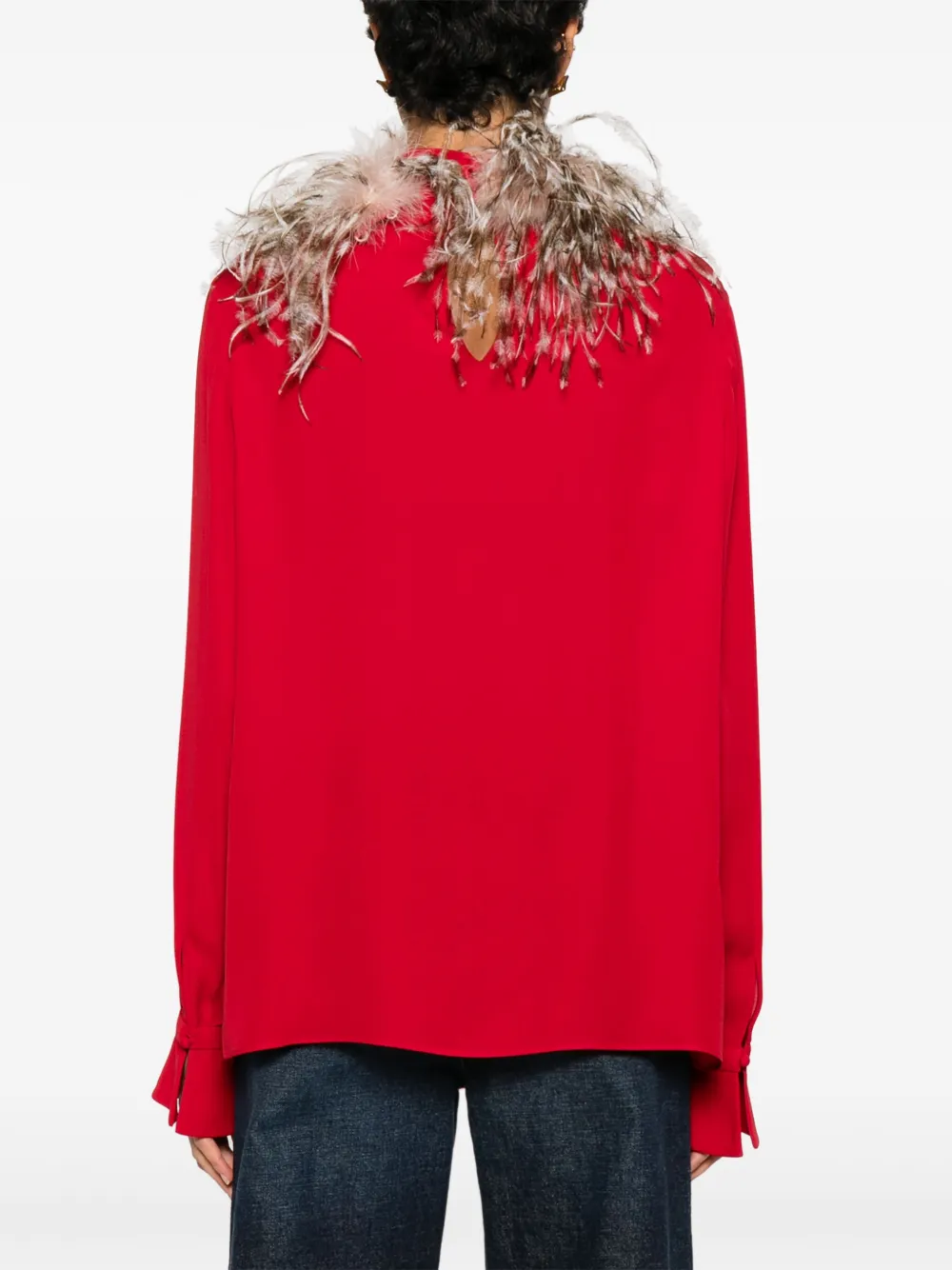 Valentino Garavani Blouse met veren Rood