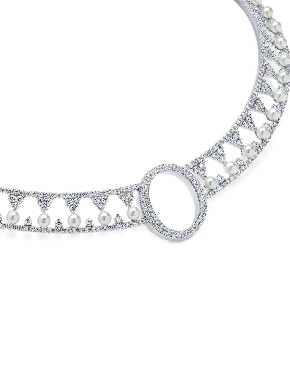 Yoko London 18k White Gold Akoya Pearl And Diamond Necklace In Silver
