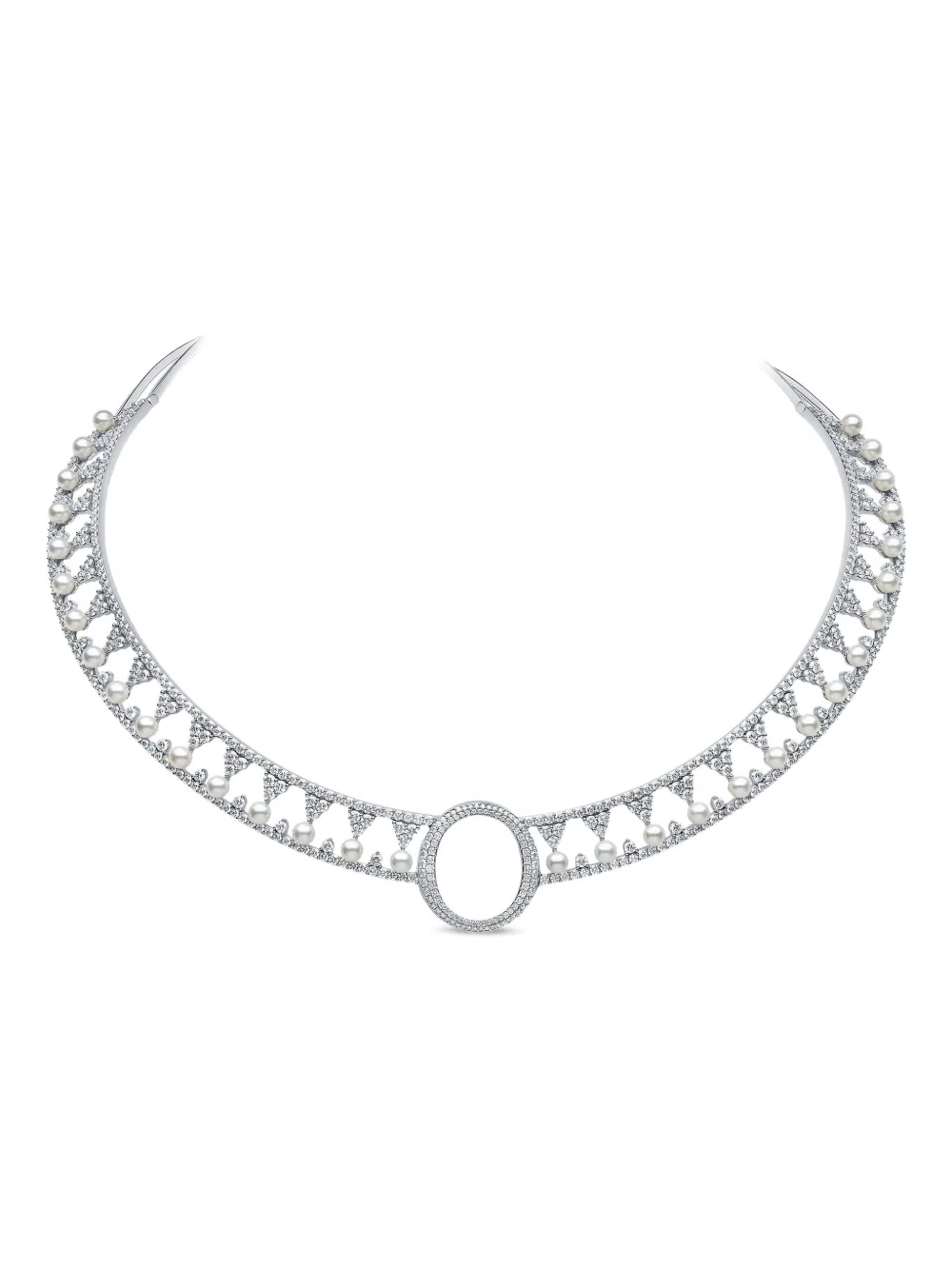 Yoko London 18k White Gold Akoya Pearl And Diamond Necklace In Silver