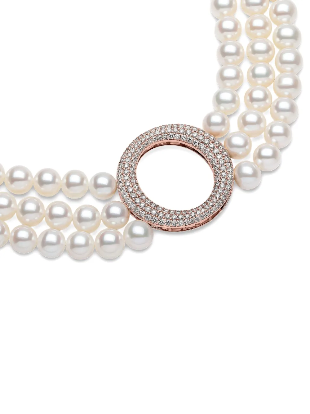 Yoko London 18k Rose Gold Diamond And Pearl Necklace In Silver