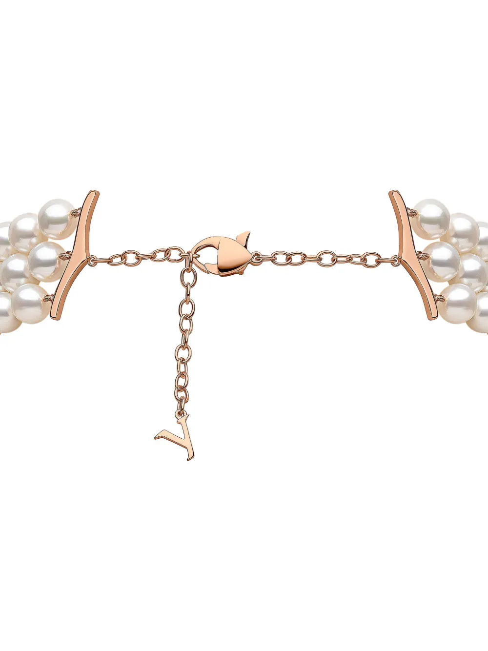 Yoko London 18k Rose Gold Diamond And Pearl Necklace In Silver