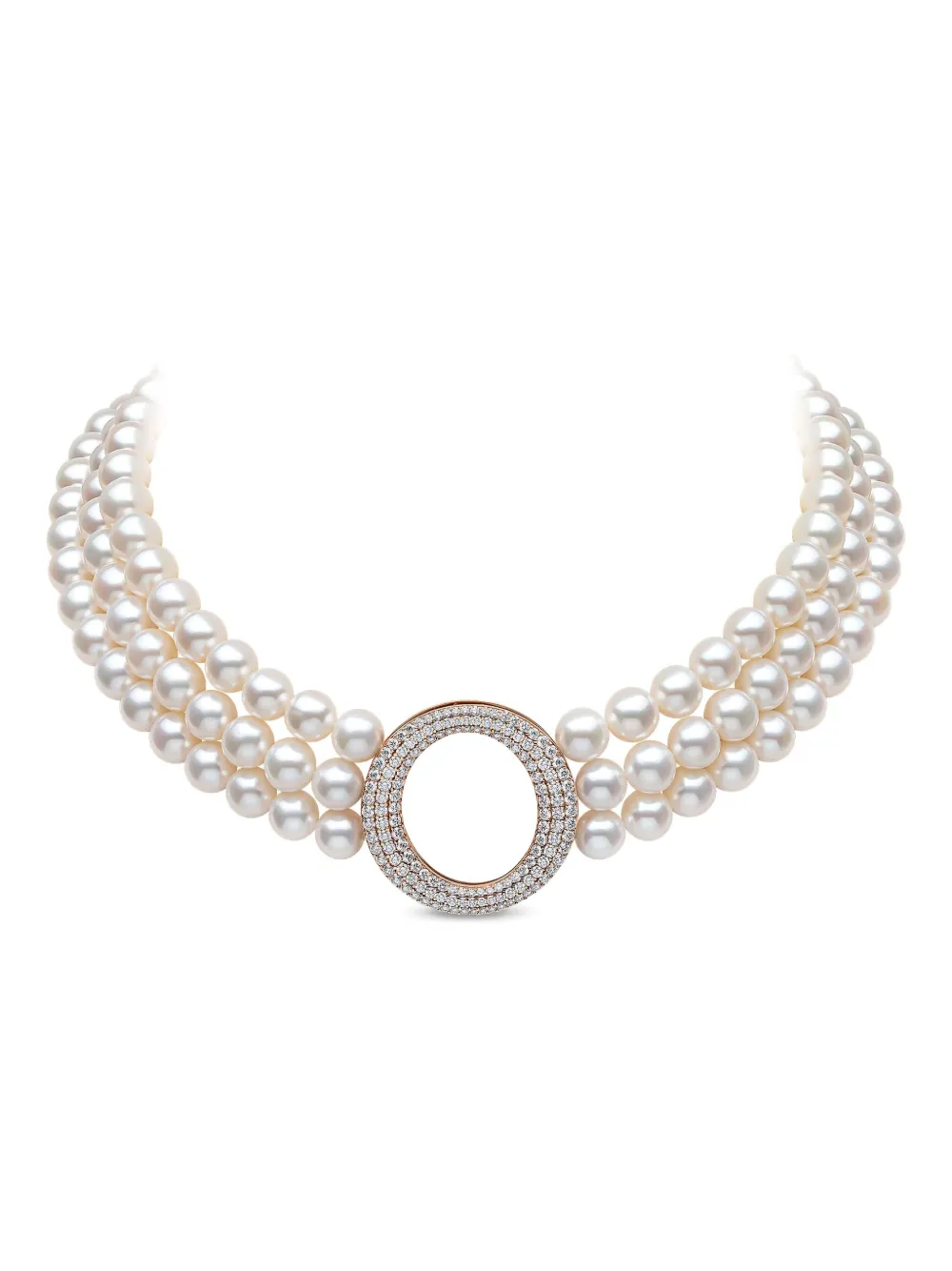 Yoko London 18k Rose Gold Diamond And Pearl Necklace In Silver