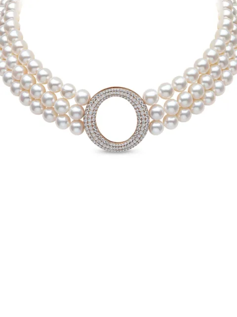 Yoko London 18K rose gold diamond and pearl necklace