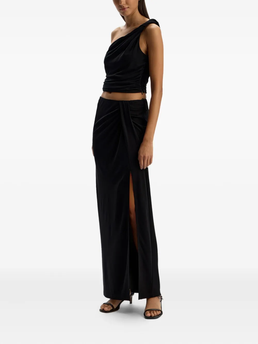 12 STOREEZ Gedrapeerde maxi-rok - Zwart