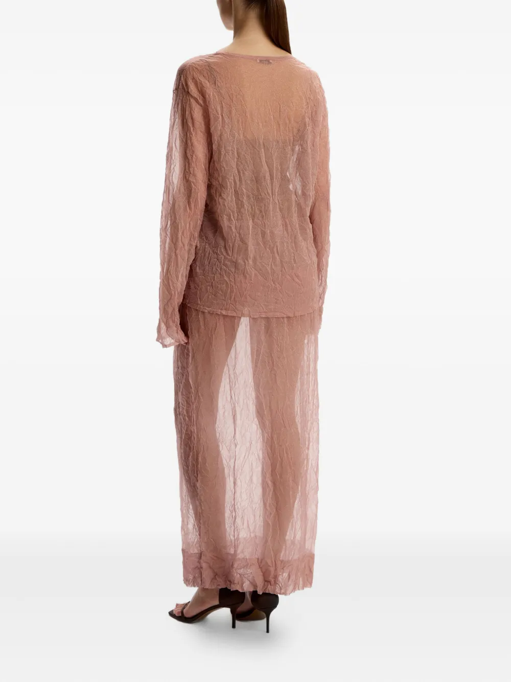 12 Storeez Crinkled Maxi Skirt In Brown