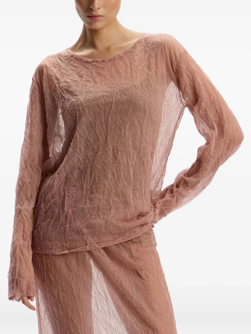 12 Storeez Crinkled Maxi Skirt In Brown