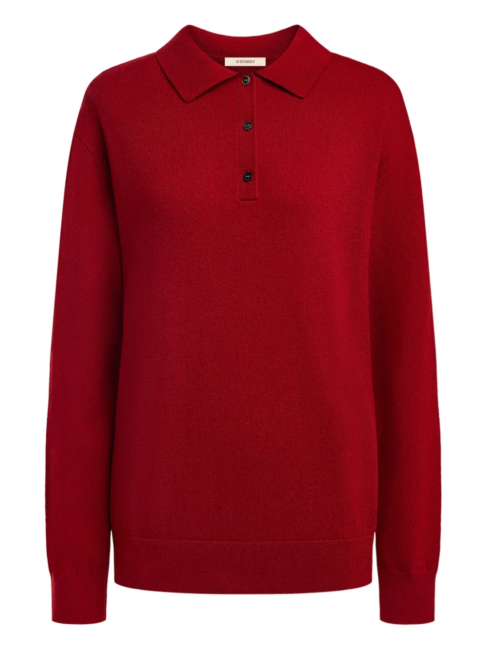 12 STOREEZ buttoned polo jumper | Red | Image 1