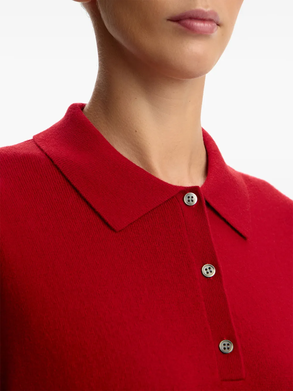 12 Storeez Buttoned Polo Jumper In Red