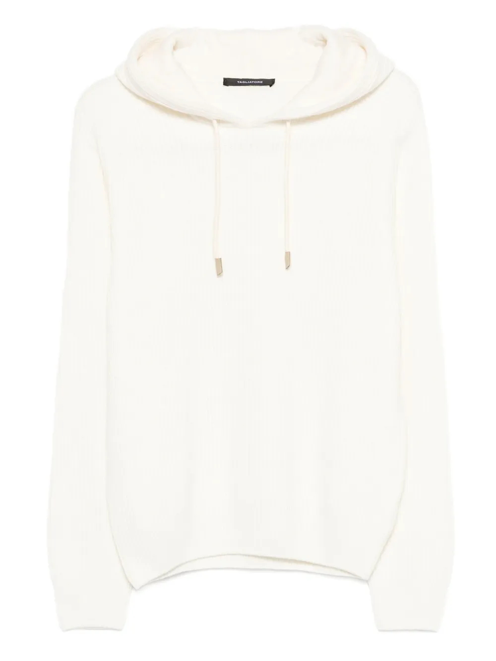 Tagliatore hooded ribbed sweater - White