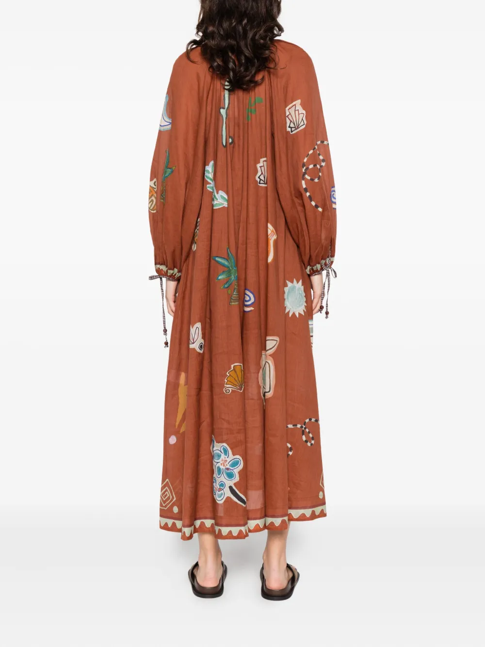 Alemais X Lrnle Tie-fastening Midi Dress In Brown