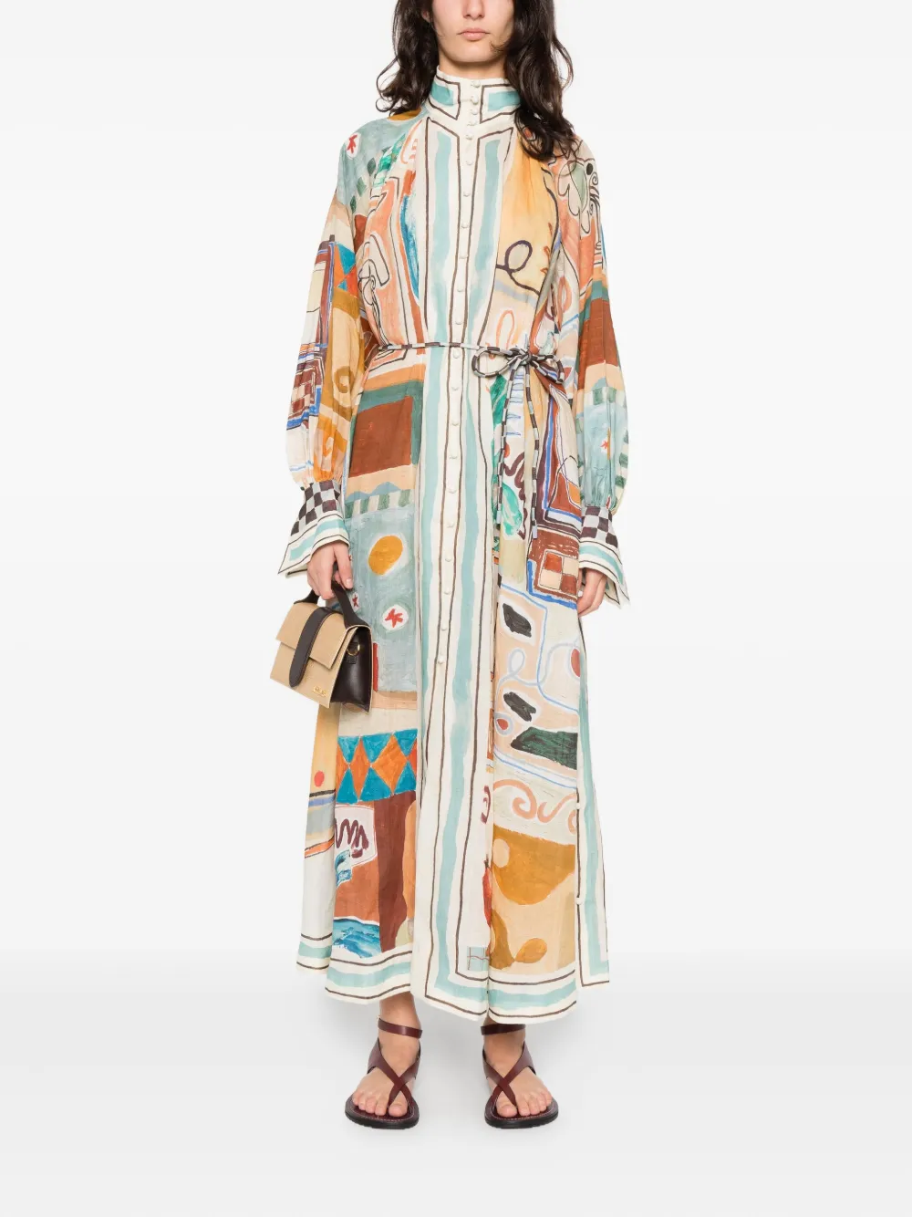 ALEMAIS printed-design midi shirt dress - Blauw