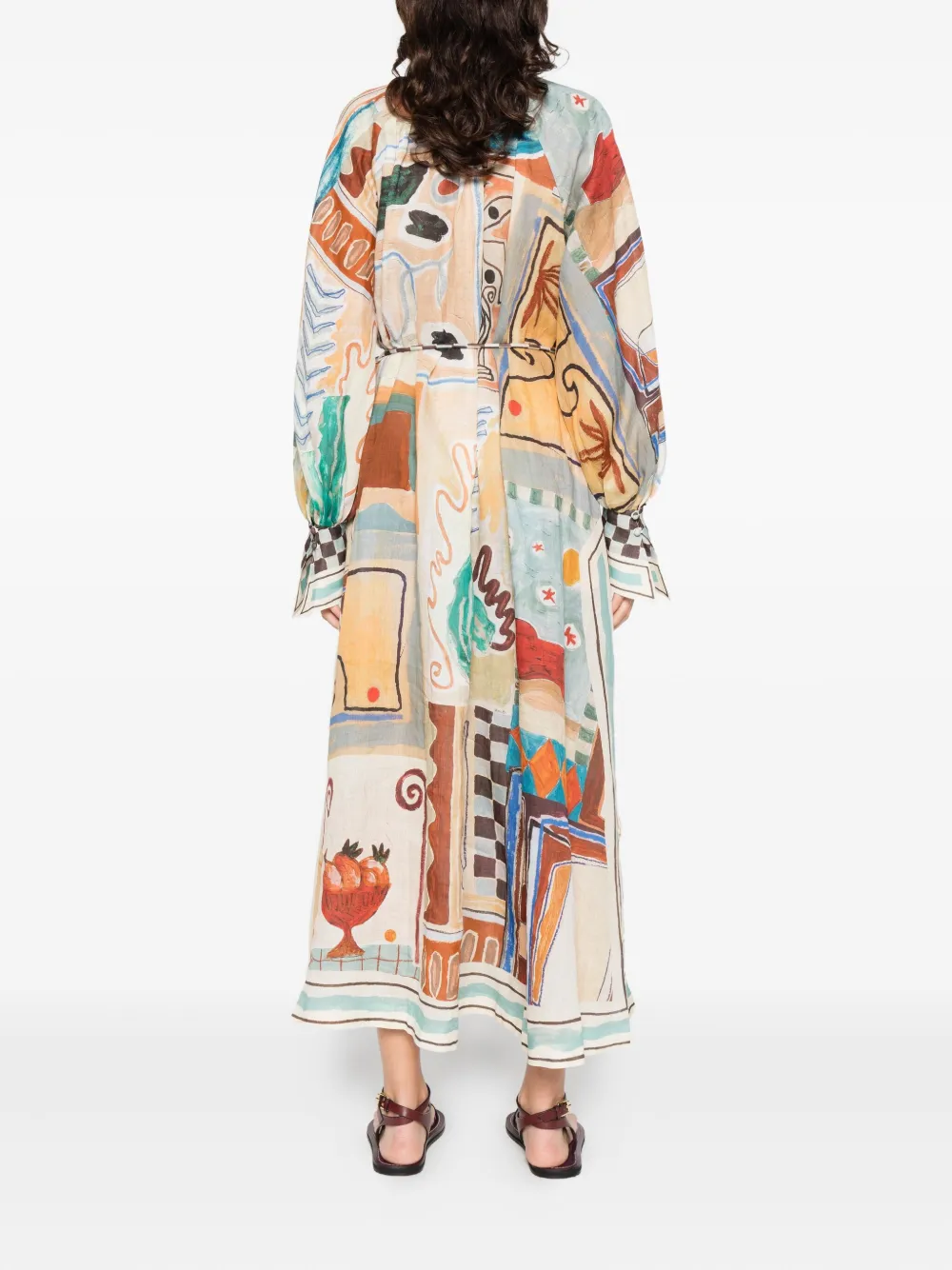 Alemais Printed-design Midi Shirt Dress In Blue