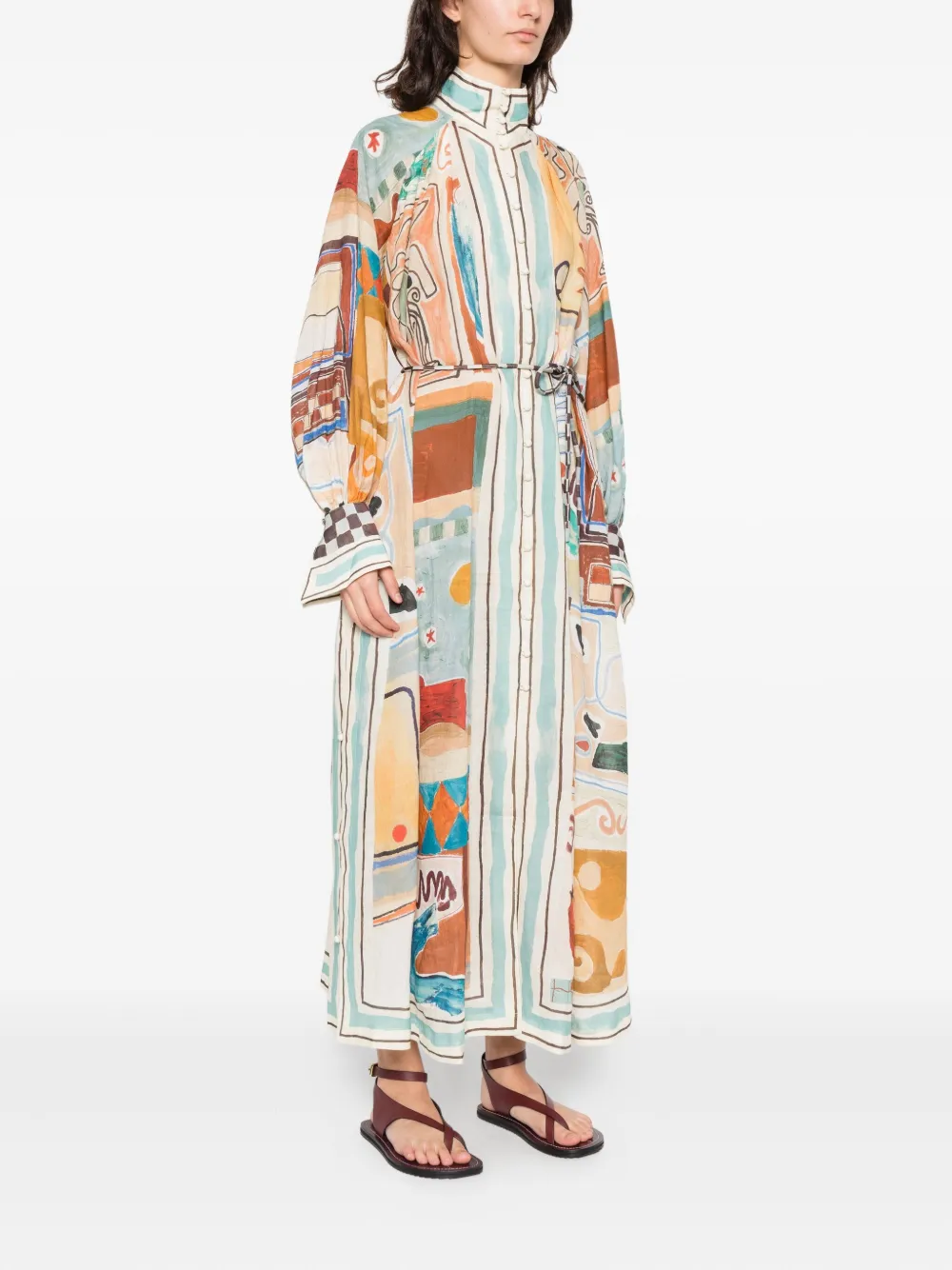 Alemais Printed-design Midi Shirt Dress In Blue