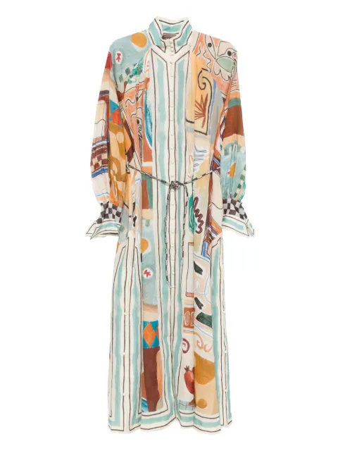 ALEMAIS printed-design midi shirt dress