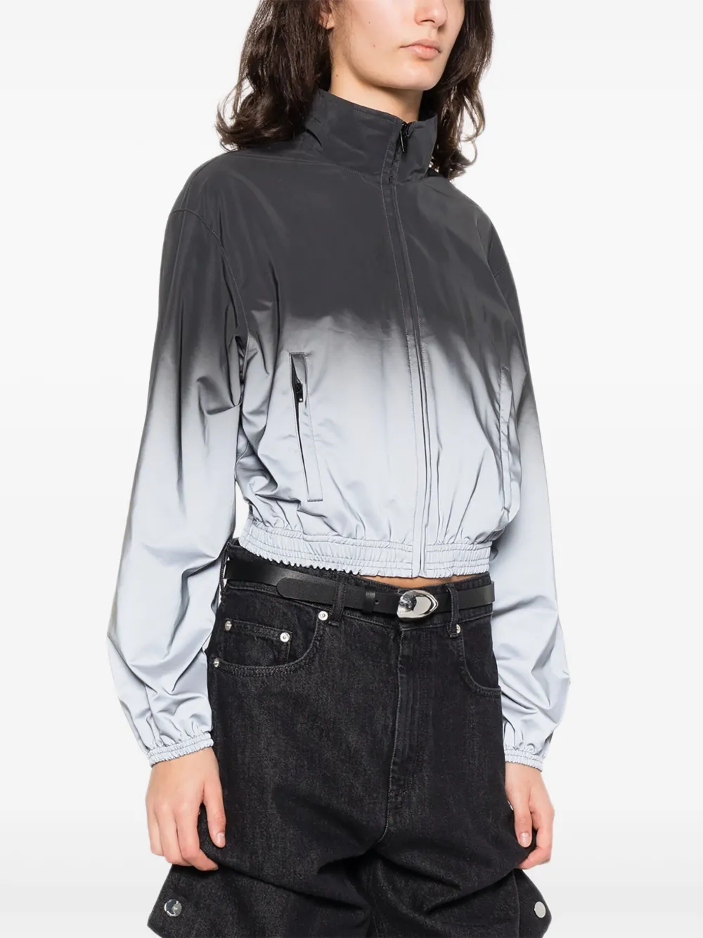 Alexander Wang Ombre Zip Jacket In Black