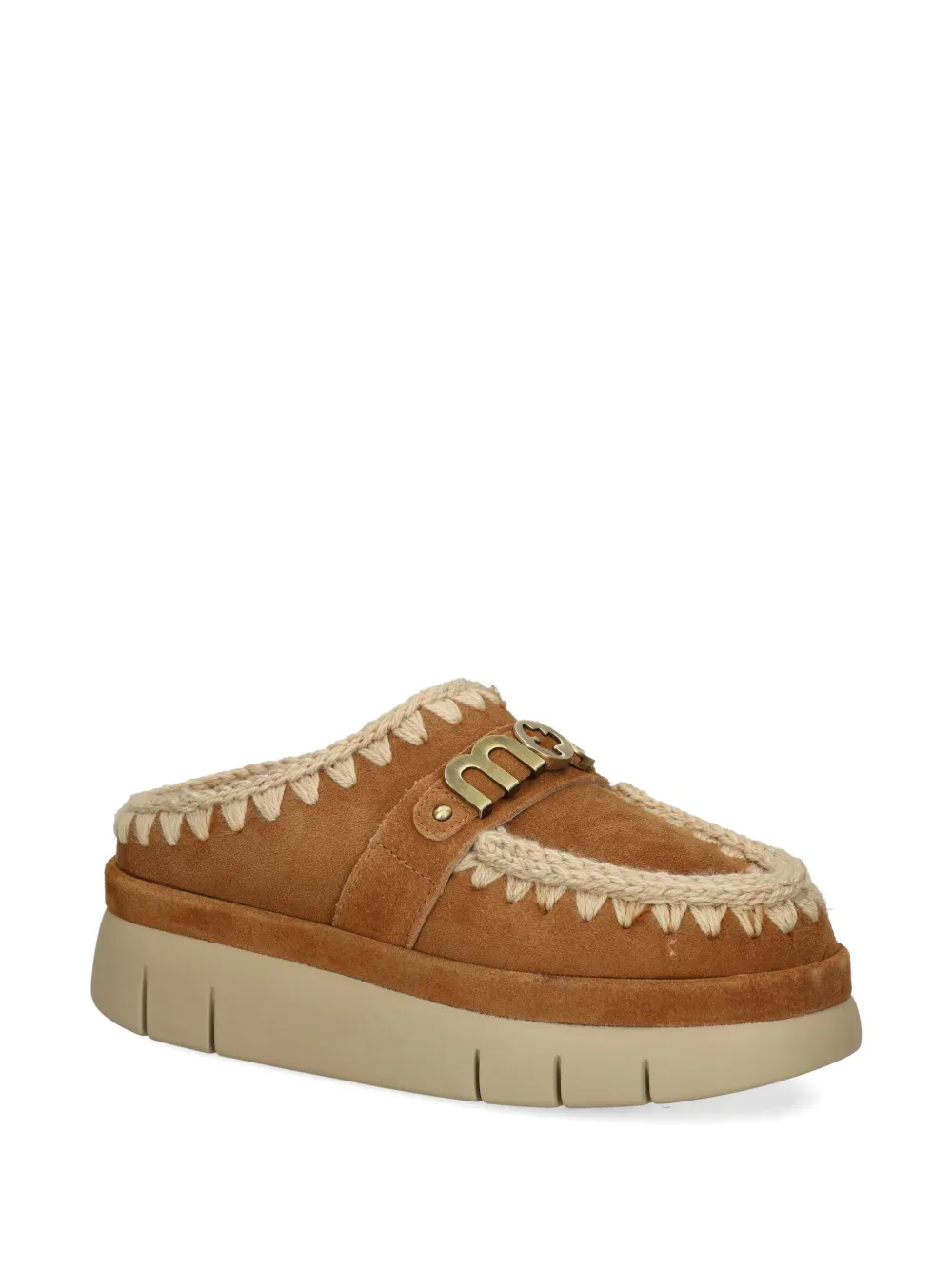 Mou Muiltjes met logo en afwerking Bruin