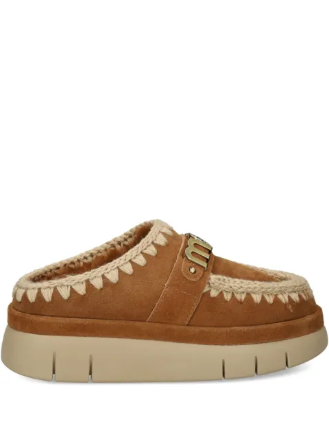 Mou logo-lettering whipstitch-trim mules