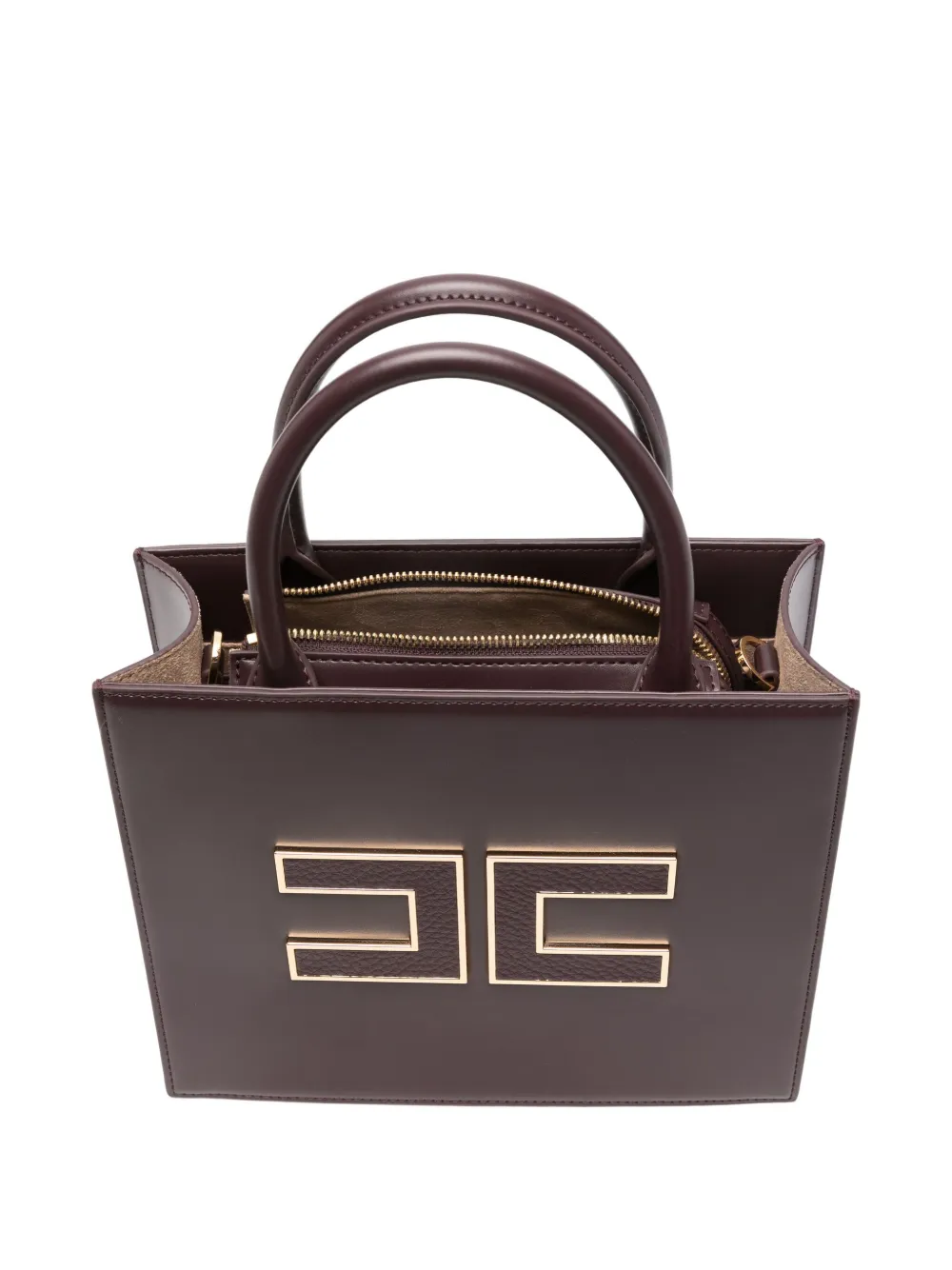 Elisabetta Franchi Shopper met logo applicatie Paars