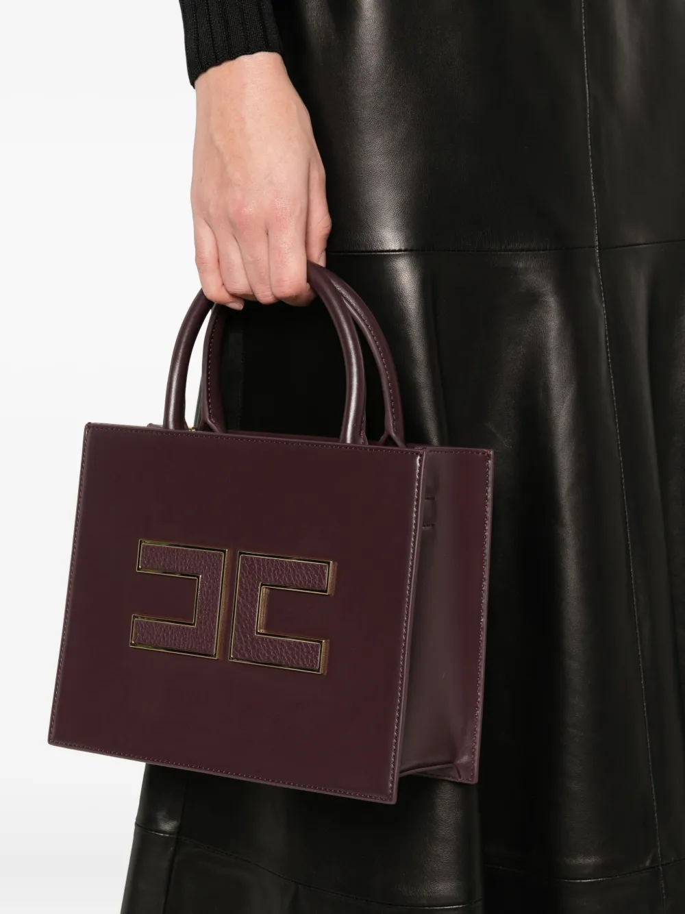 Elisabetta Franchi Shopper met logo applicatie - Paars