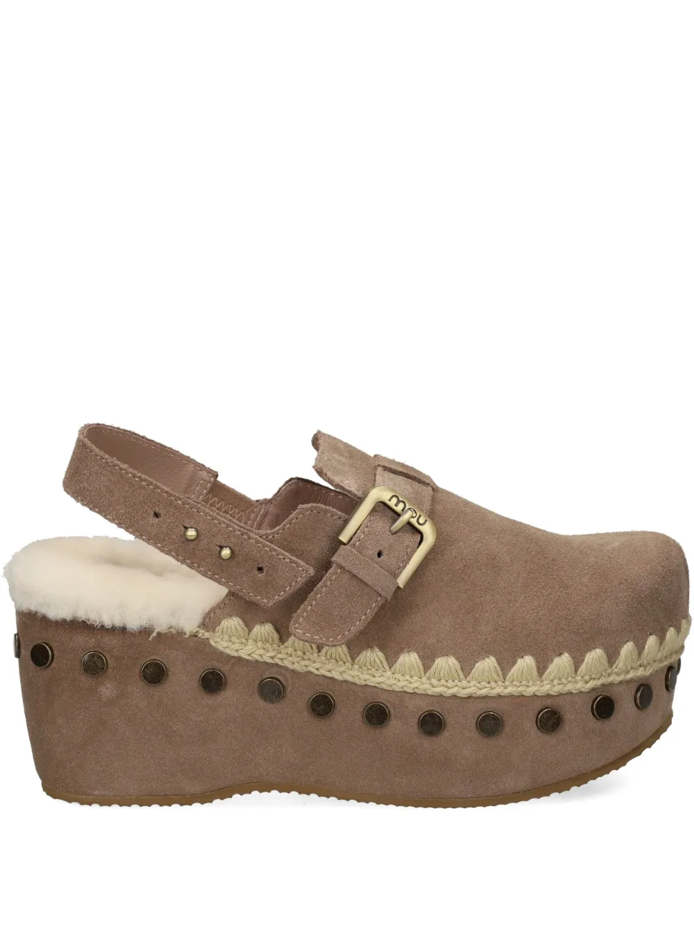 Mou 67 mm muiltjes met studs Beige