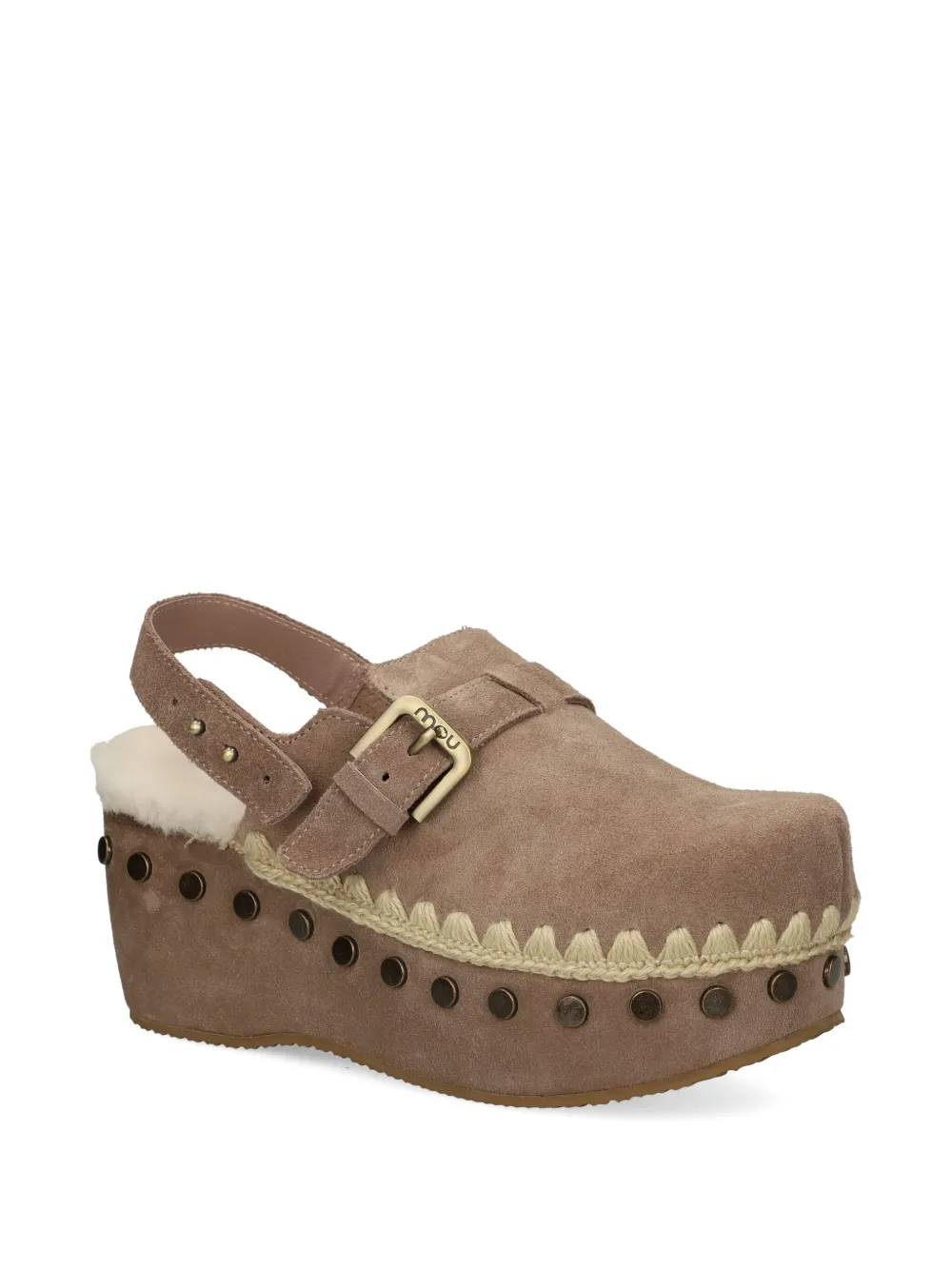 Mou 67 mm muiltjes met studs Beige