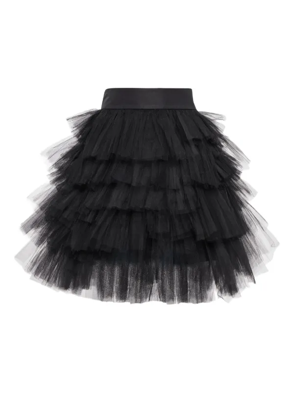 Oscar de la Renta Ruffled Tiered Mini Skirt in Black