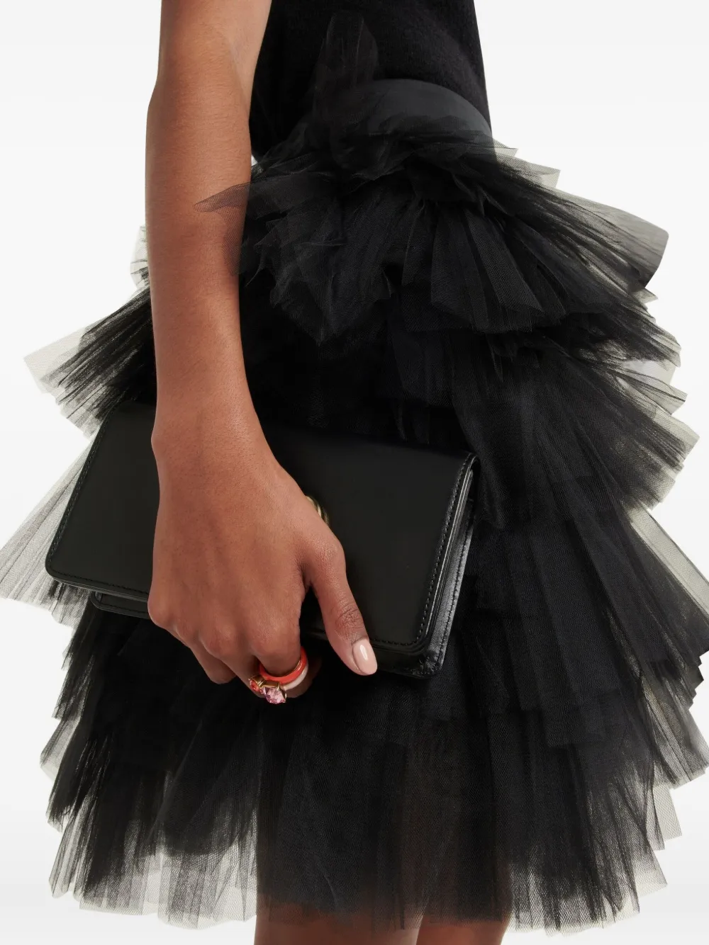 Oscar De La Renta Ruffled Tiered Mini Skirt In Black