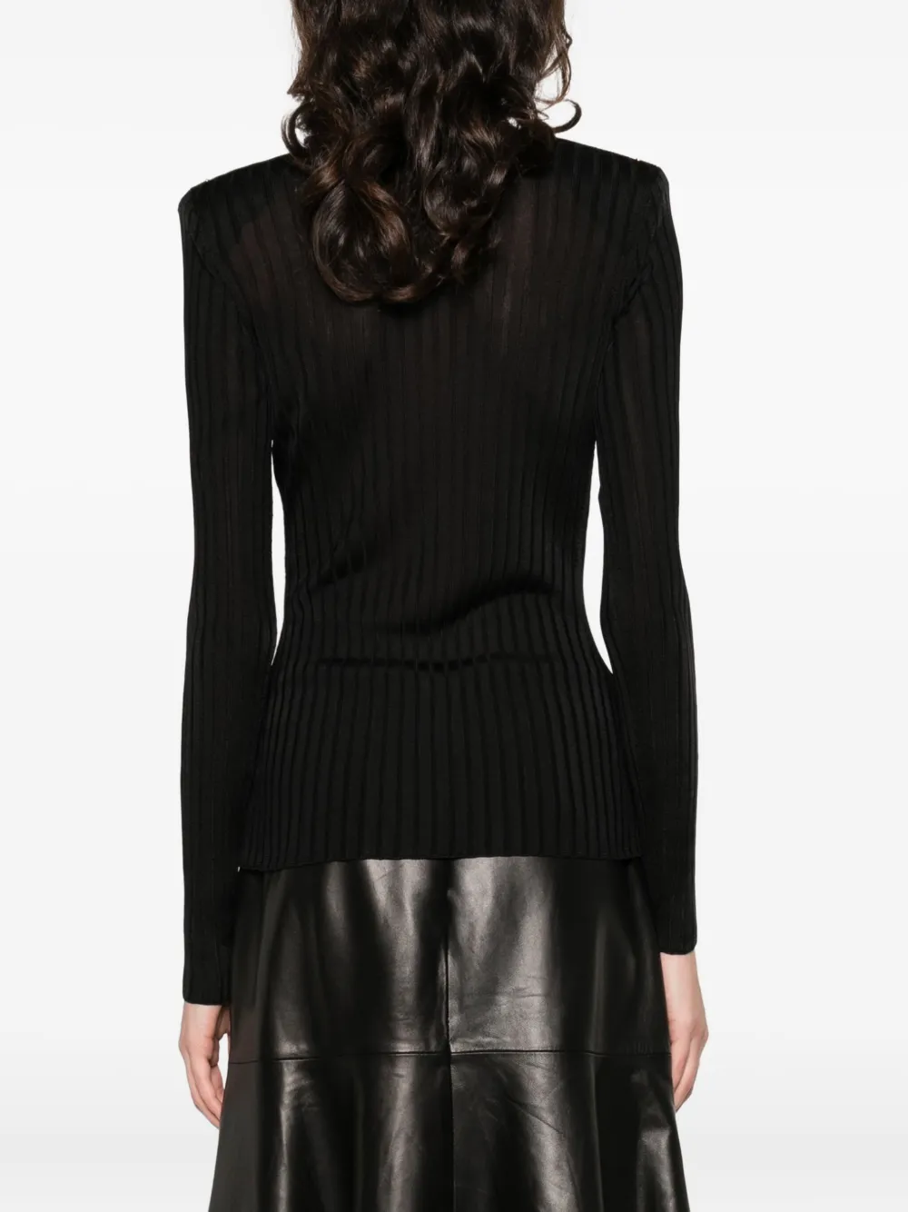 Elisabetta Franchi V-neck Ribbed Top In Black