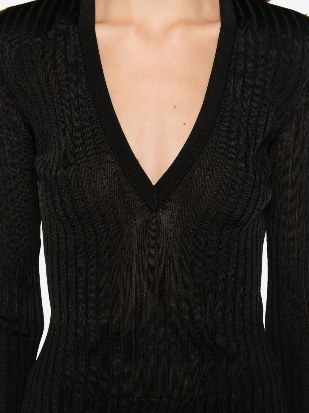 Elisabetta Franchi V-neck Ribbed Top In Black