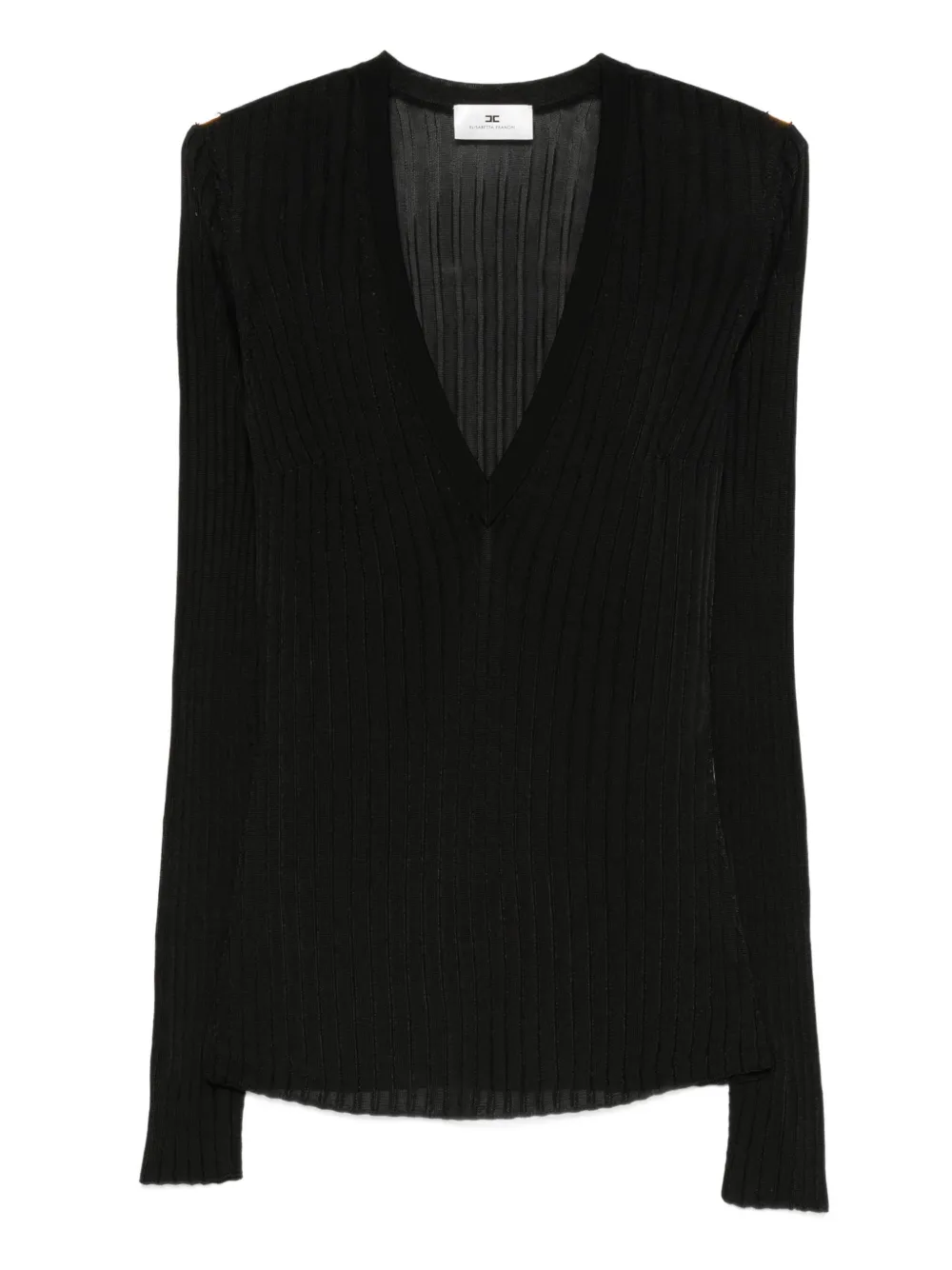Elisabetta Franchi V-neck Ribbed Top In Black