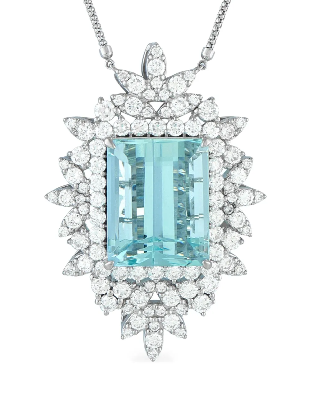 LB Exclusive platinum diamond aquamarine necklace - Argento