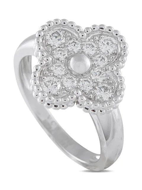 Van Cleef & Arpels 18K white gold Alhambra diamond ring