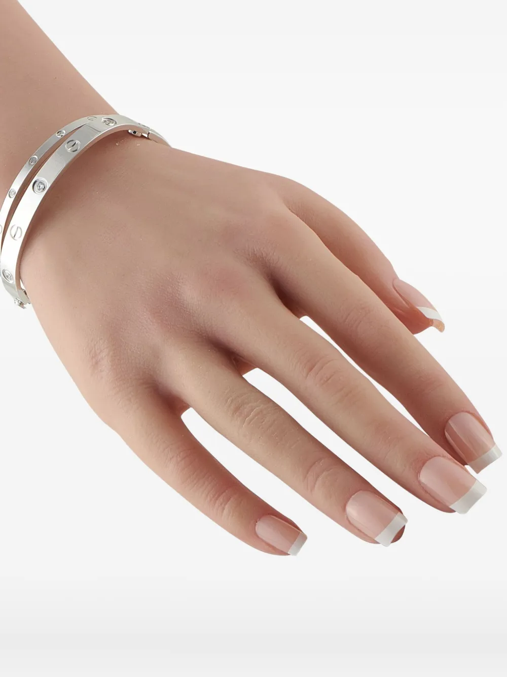 Pre-owned Cartier 18k White Gold Love Diamond Bracelet In Silver
