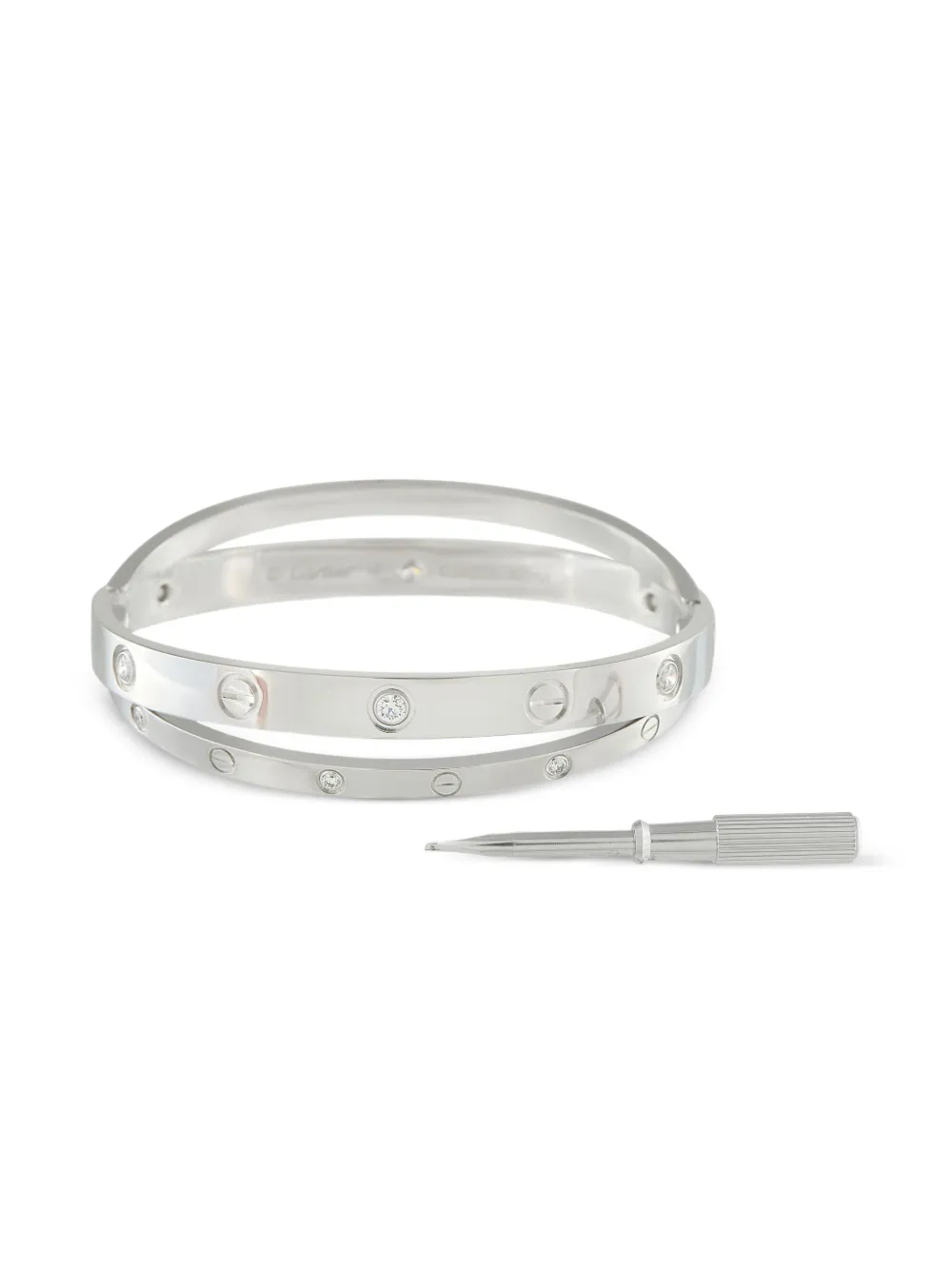 Cartier Love ダイヤモンド ブレスレット 18Kホワイトゴールド - シルバートーン