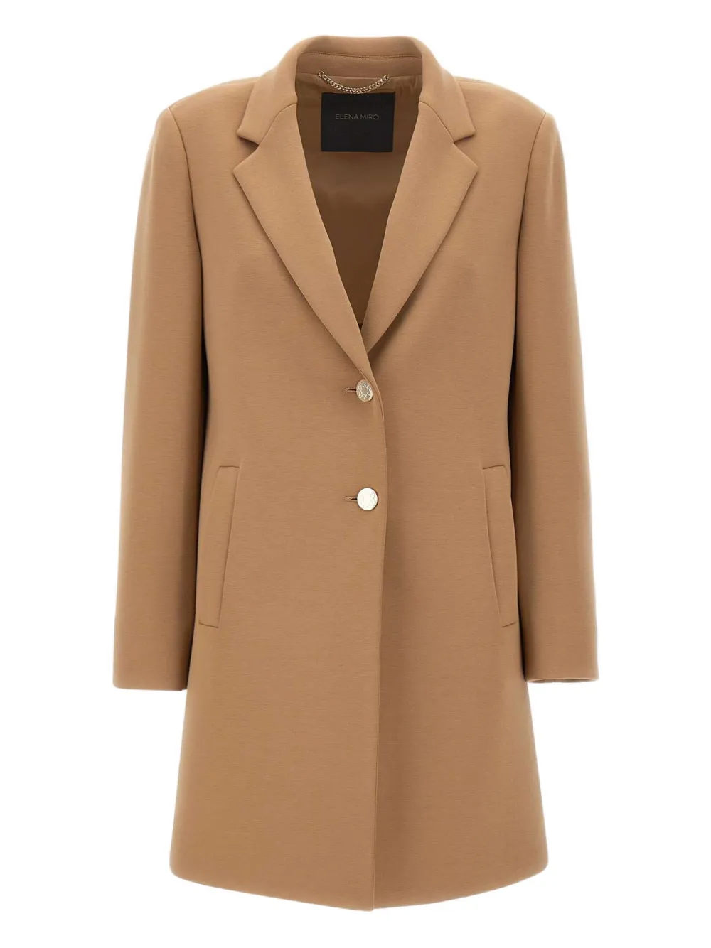 Elena Miro' Jewel-button Lapels Coat In Neutral