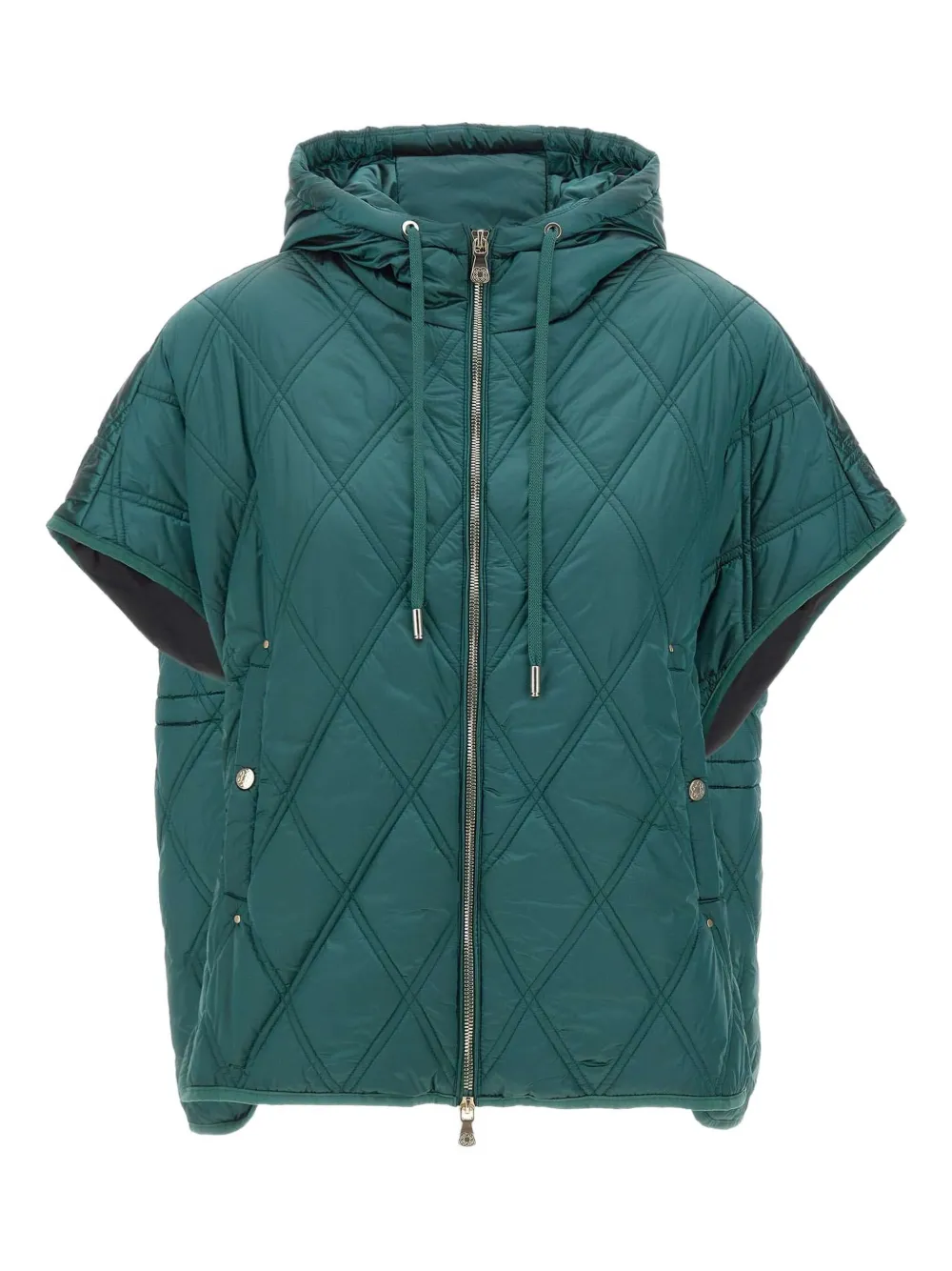 Elena Miro' Diamond-quilted Hooded Jacket In Green
