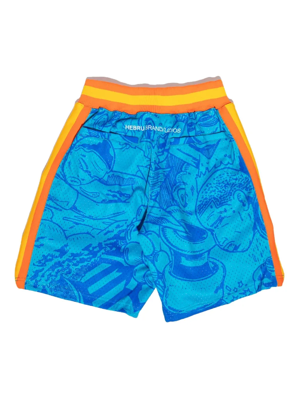 Mitchell & Ness X Hebru Brantley Supersonics-print Stripe Shorts In Blue