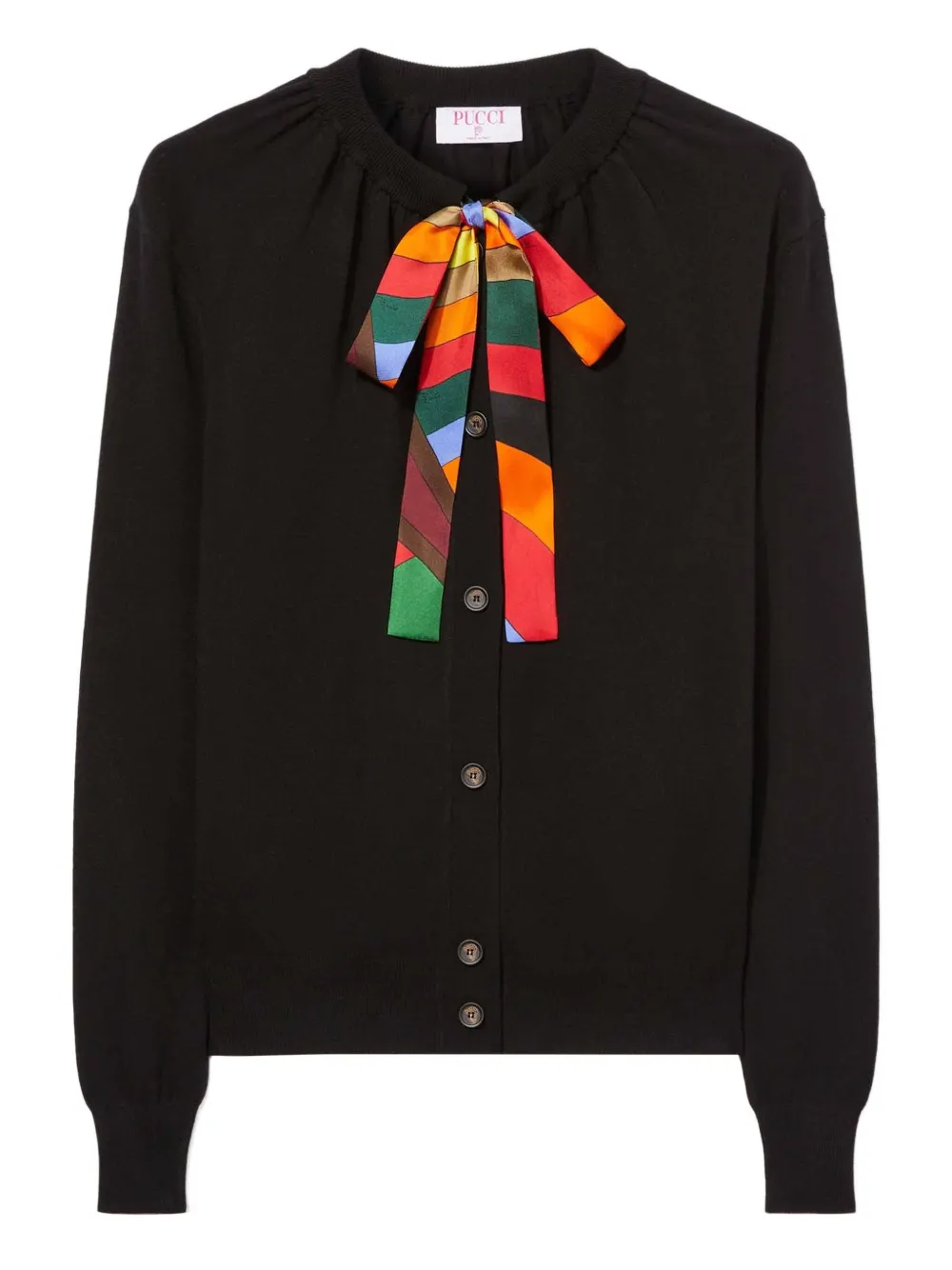 Pucci Print Silk-twill Cardigan In Black