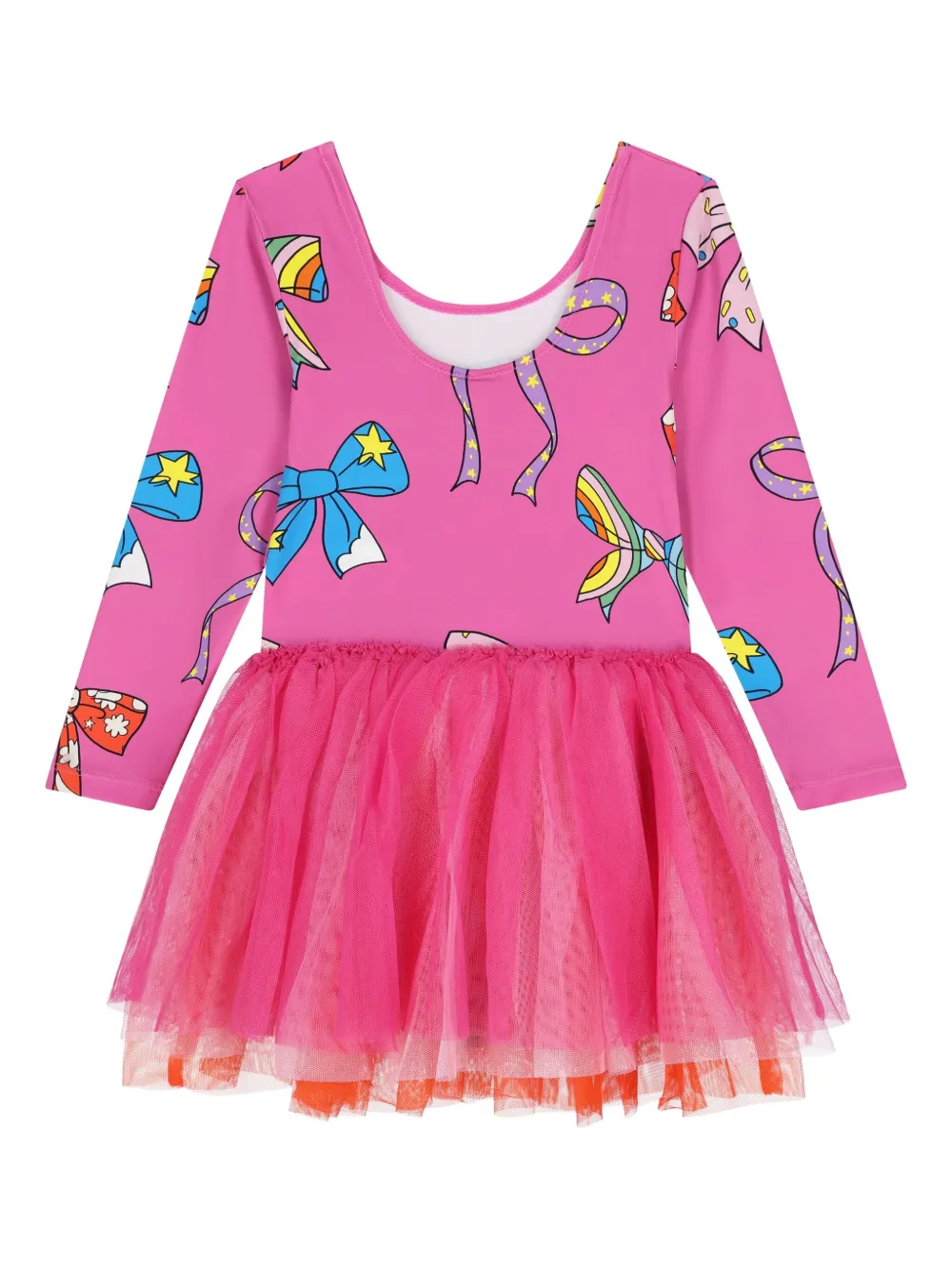 Stella McCartney Kids Tulen jurk met strikprint Roze