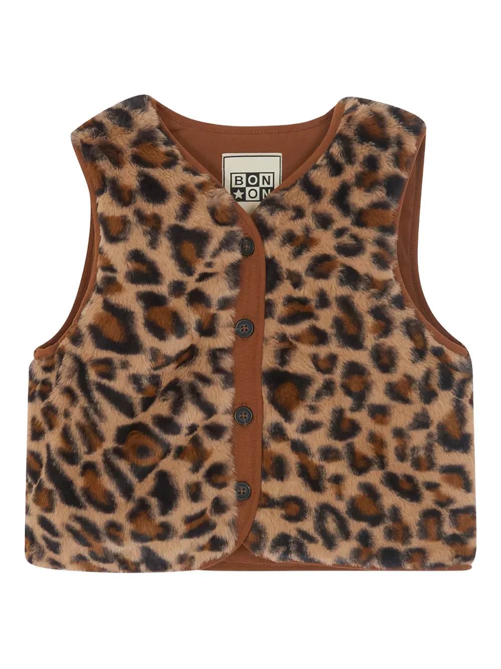 Bonton Megane leopard-print buttoned gilet | marron | Image 1
