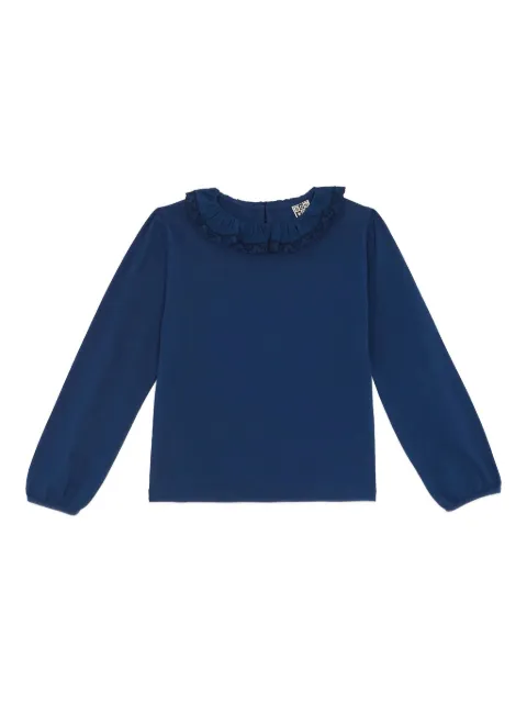 Bonton embroidered-detail ruffled-collar T-shirt